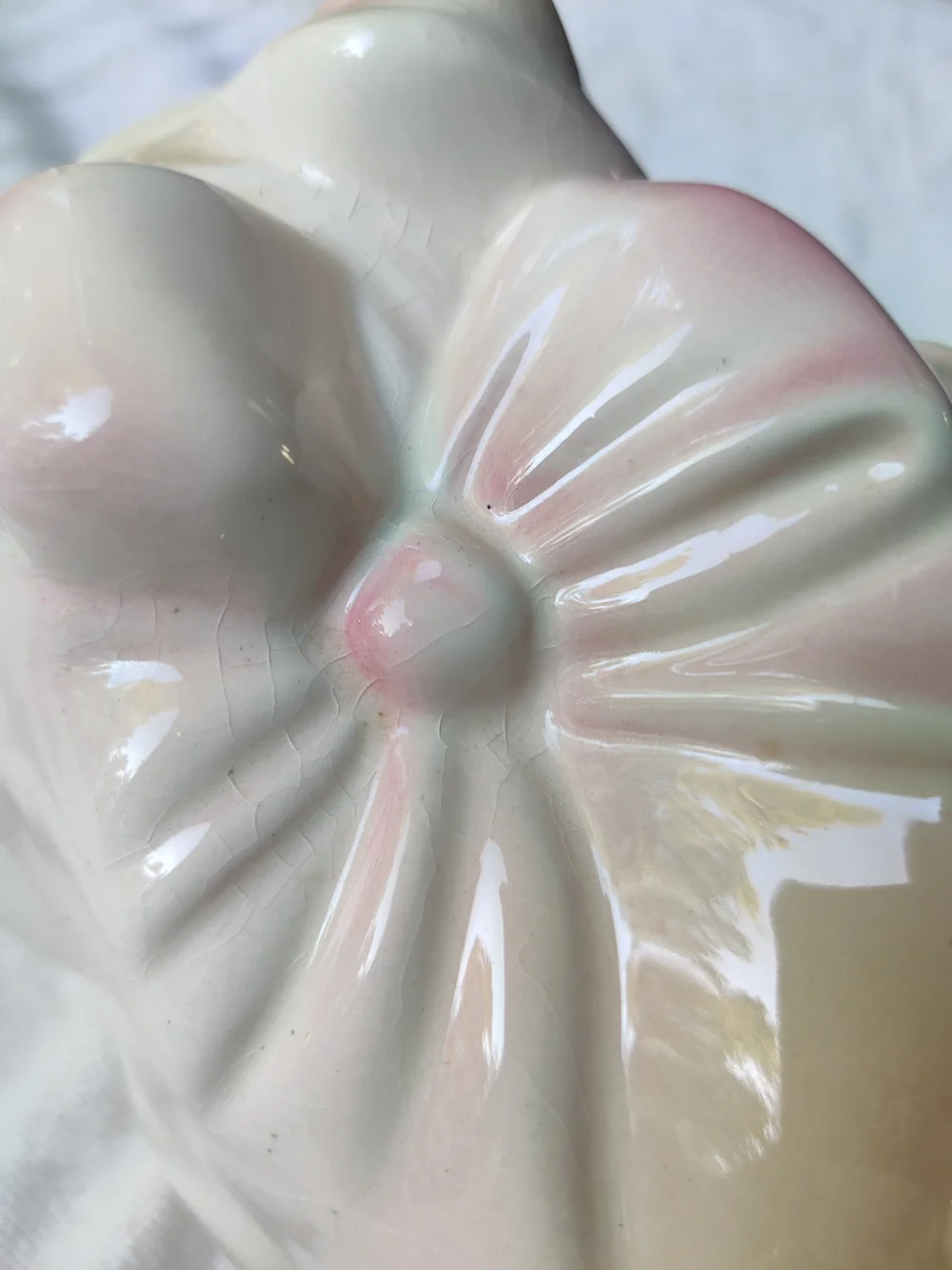 50s Large Piggy Bank Smiley Eyelashes Ribbon Lucky Shamrocks Clover Kitsch 7x13